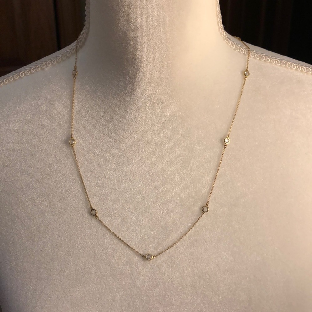 COPY - Gold tone faux diamond station necklace ma…
